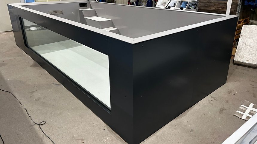 Piscina de polipropileno de 6,5 mx 2,5 m con ventana de 4 m